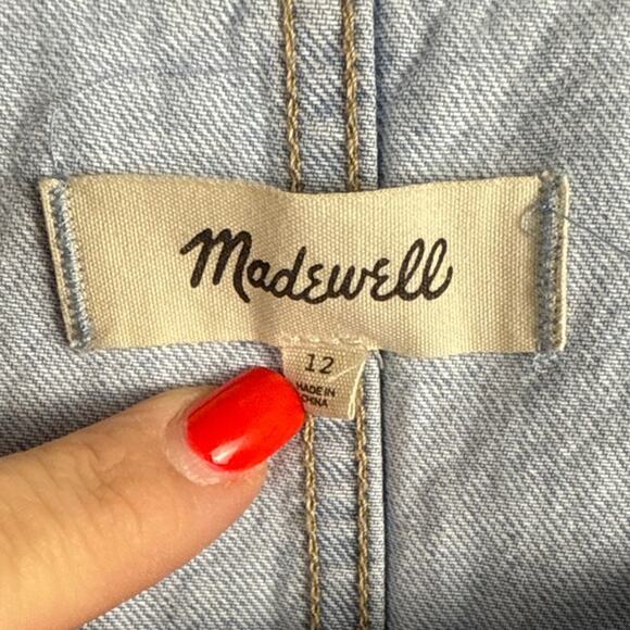 Madewell‎ Denim Sleeveless Seamed Mini Dress Palomilla Wash Size 12 - Picture 8 of 9